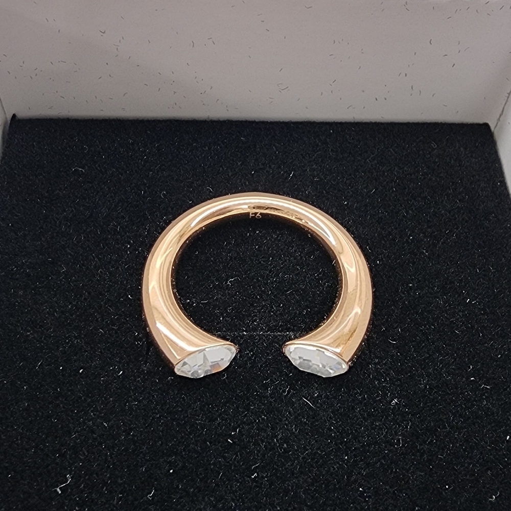 Calvin Klein Rose Gold Open Cuff Crystal Ring | Size 6 - Picture 6 of 6